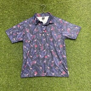 Greater Half Golf Shirt Mens Small GH Purple Flamingo Floral Stretch Performance